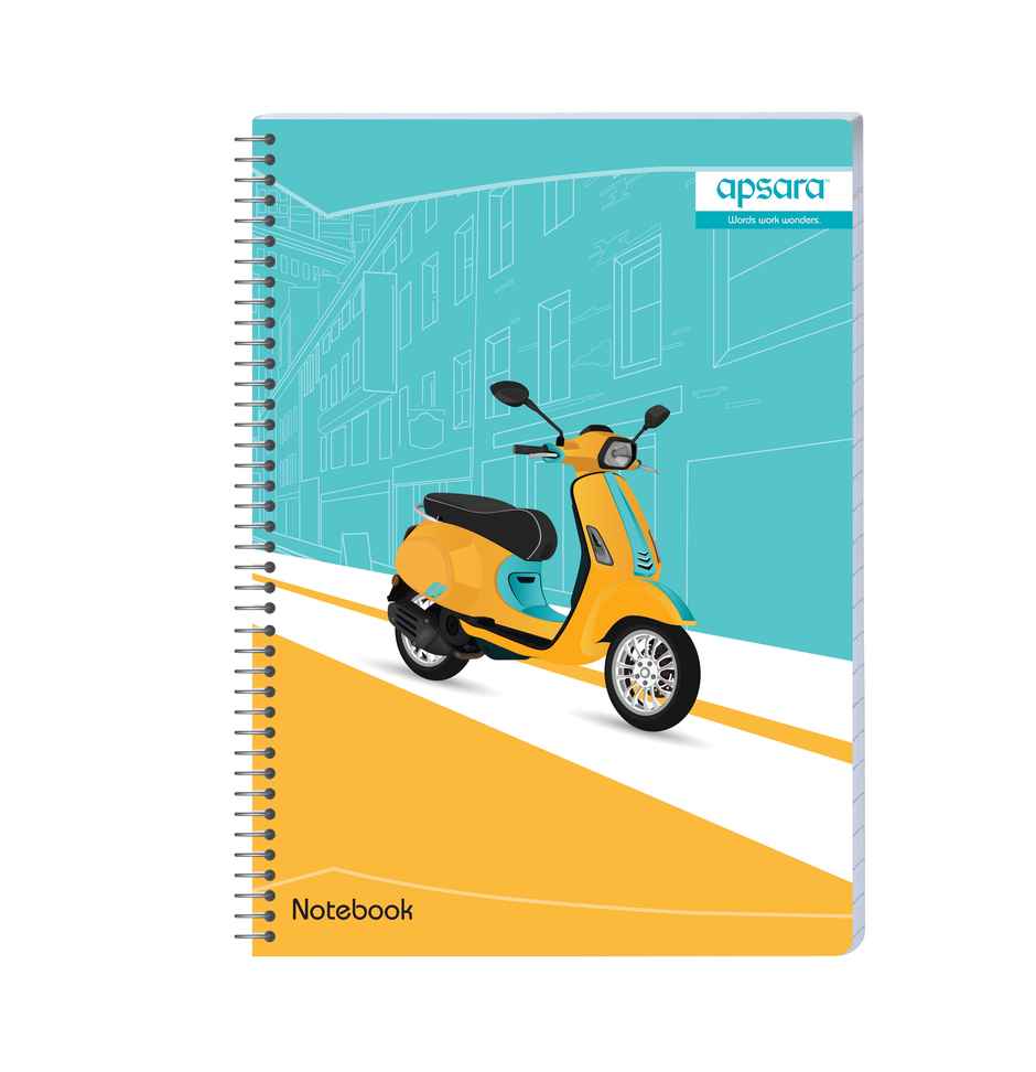 Apsara Spiral 1 Subject Unruled Notebook 60gsm | 26.7 x 20.3 cm, 160Pages, Covers May Differ