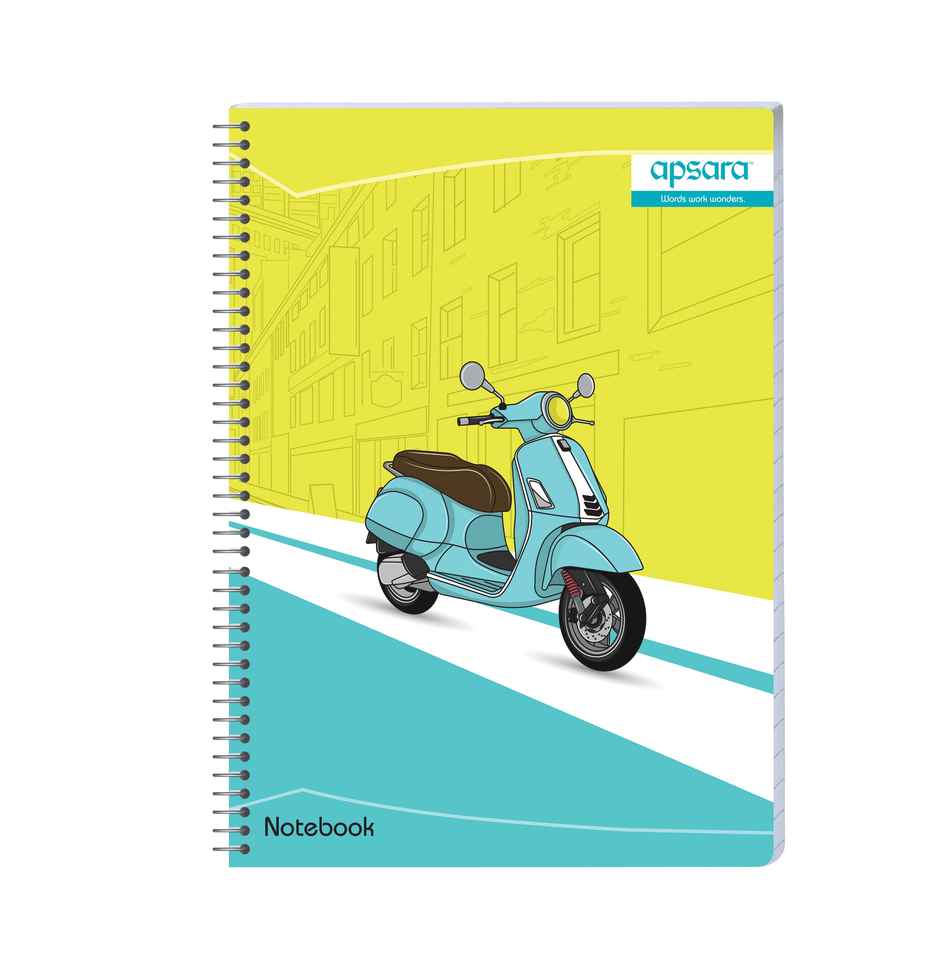 Apsara Spiral Bound 1 Subject Single Line Notebook 60gsm | 27 x 20 cm, 160Pages, Covers May Differ