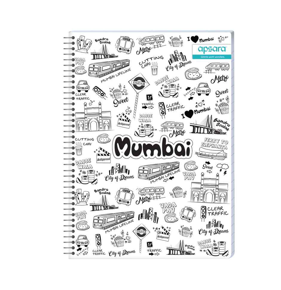 Apsara Spiral Bound 6 Subject Single Line Notebook 60gsm (27 x 20 cm, 302 Pages, Covers May Differ)