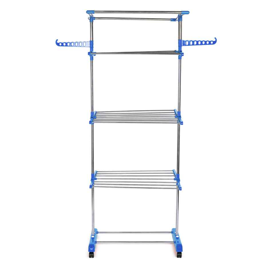 TNC Blue Jumbo Double Poll 3 Tier Stainless Steel Cloth Dryer Stand
