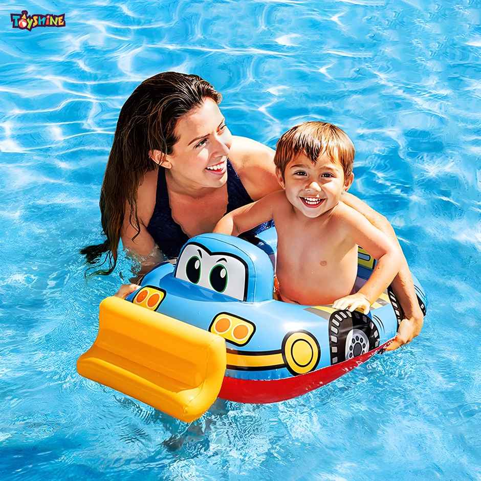 Toyshine Inflatable Construction Theme Swimming Float Tube (Blue, 1-2 Years)