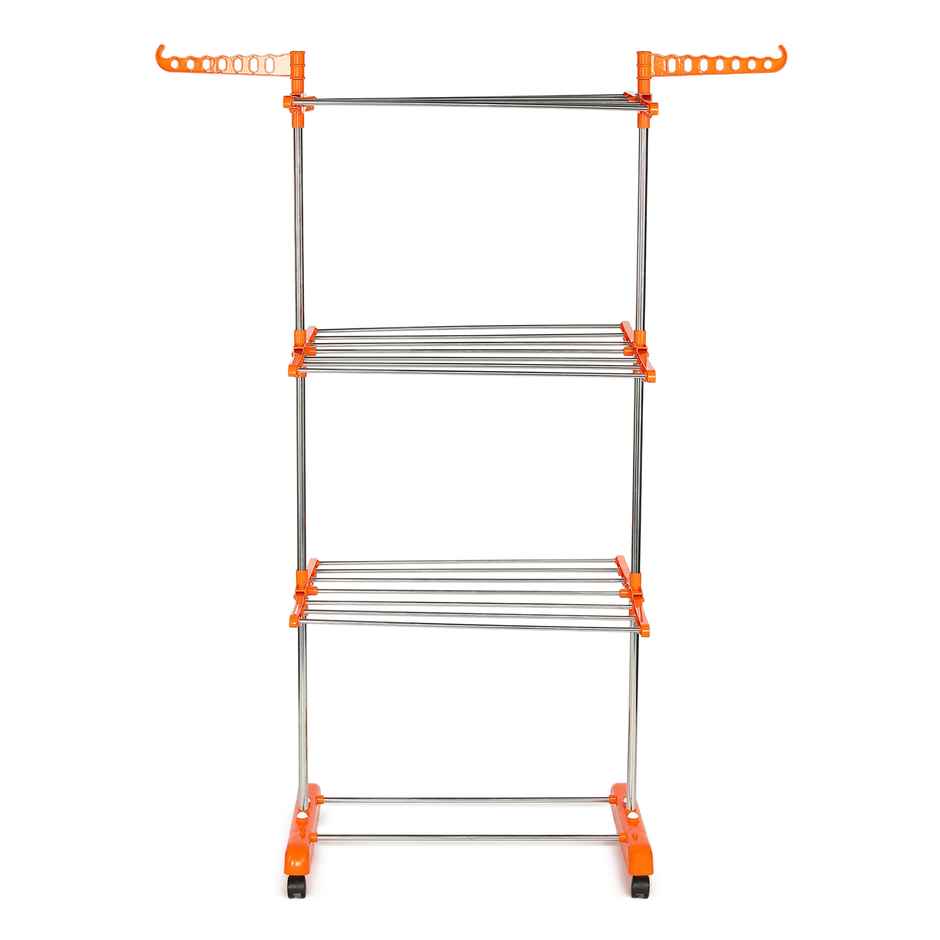 TNC Orange Single Poll 3 Tier Stainless Steel Cloth Dryer Stand
