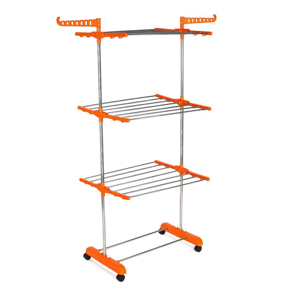 TNC Orange Single Poll 3 Tier Stainless Steel Cloth Dryer Stand