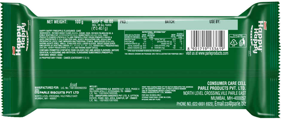 Parle Happy Happy Cake Pineapple