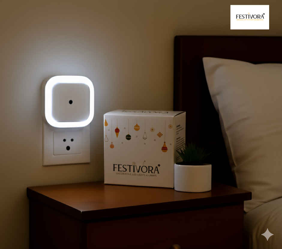 Festivora Smart Night Sensor White Light Bulb | Automatic On/Off Dim Led | Night Light, White Colour