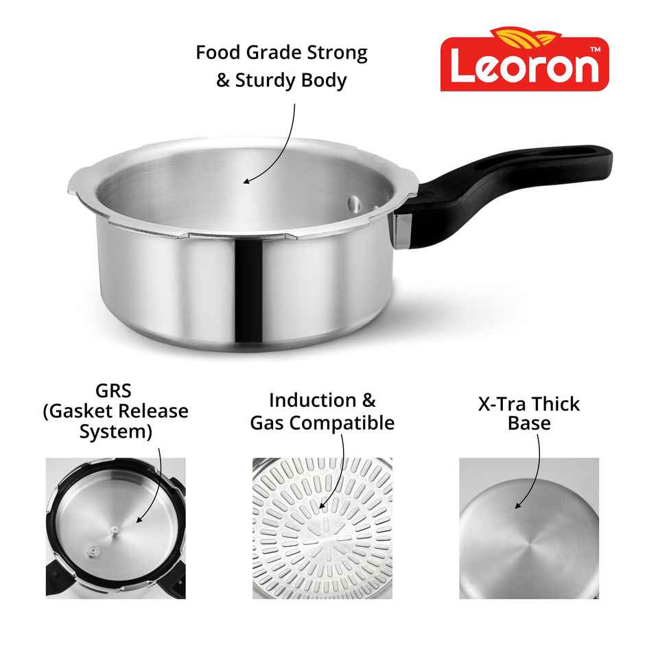 Leoron Combo 2L | 3L | 5L Outer Lid Induction Bottom Aluminium Pressure Cooker