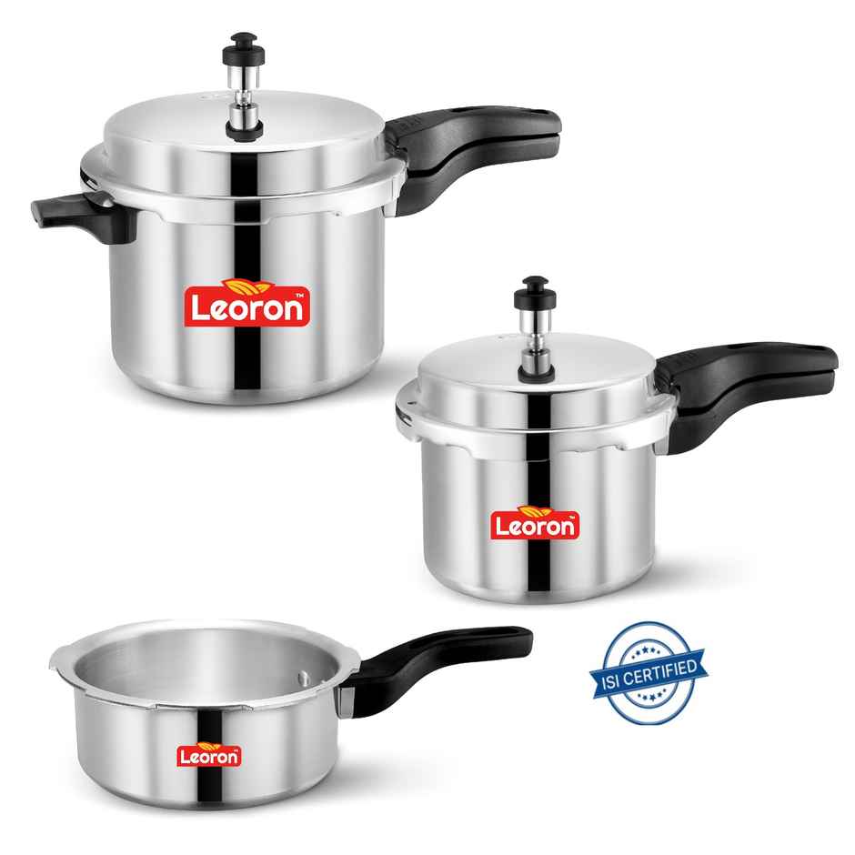 Leoron Combo 2L | 3L | 5L Outer Lid Induction Bottom Aluminium Pressure Cooker