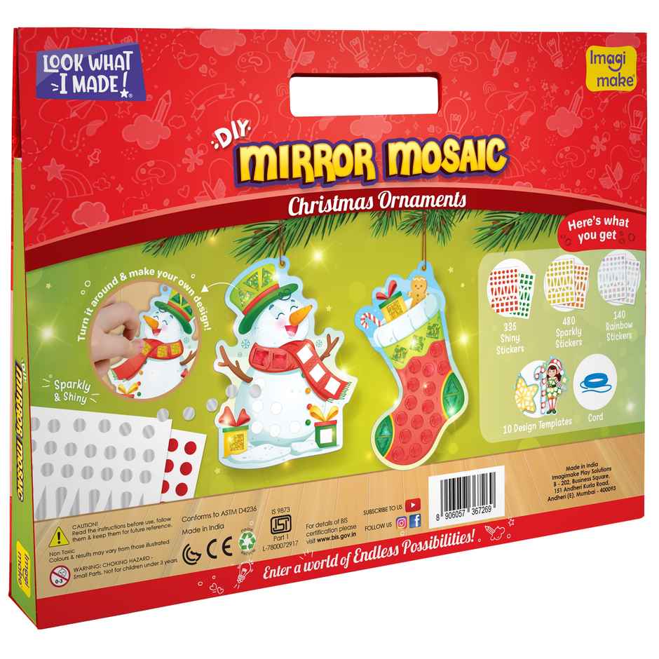 Imagimake Mirror Mosaic Ornaments Kit | 950+ Foil Stickers