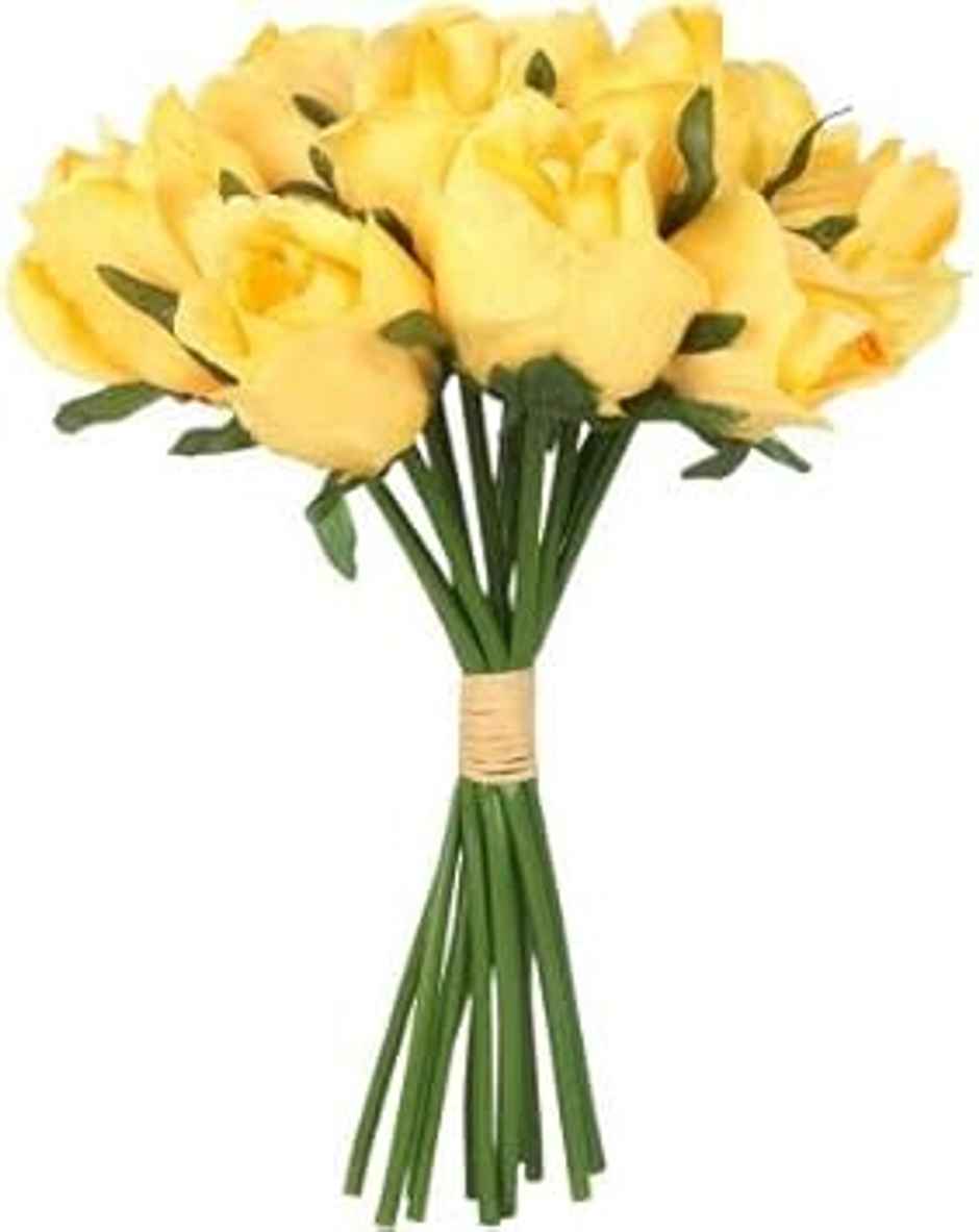 TIED RIBBONS Artificial Rose Bunch | Yellow