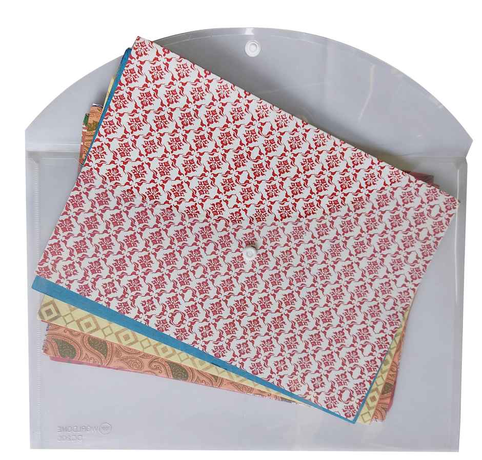 Worldone My Clear Bag Button File Folder -Assorted