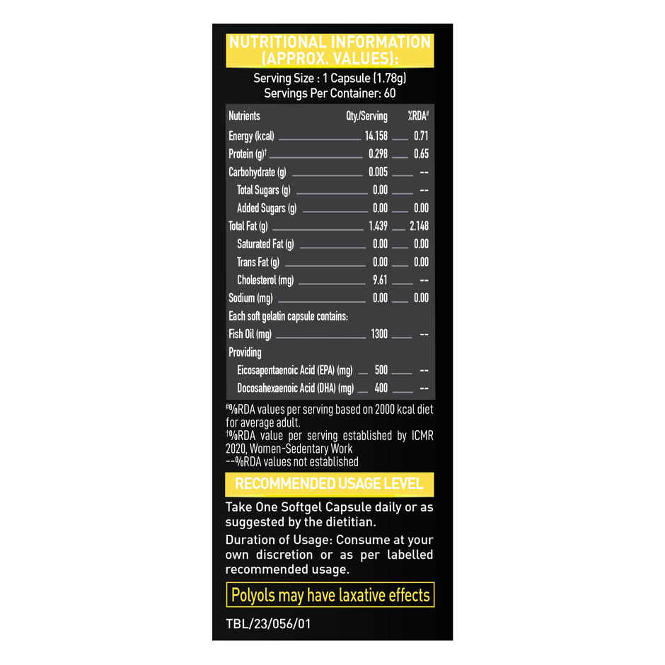 MuscleBlaze Omega 3 Fish Oil Gold 60 Capsule
