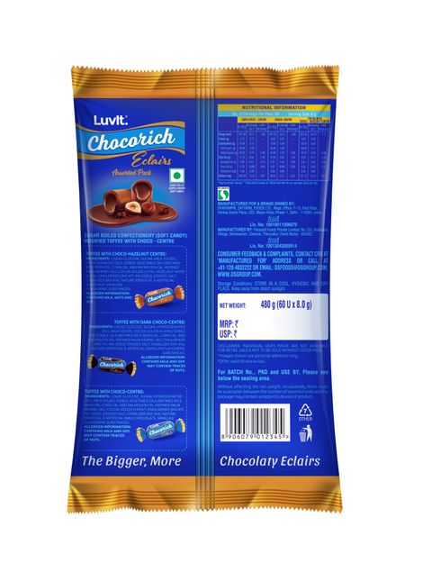 Luvit Chocorich Eclairs Assorted Pack Chocolate | Hazelnut | Dark Choco