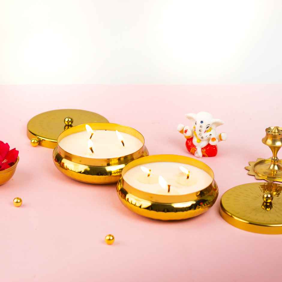 Urli Soy Wax Candle Set | Vanilla & Oudh | Pack of 2 | Auradecor