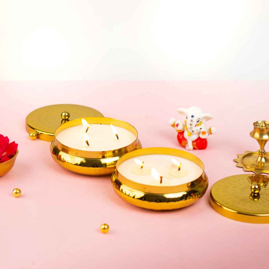 Urli Soy Wax Candle Set | Vanilla & Oudh | Pack of 2 | Auradecor