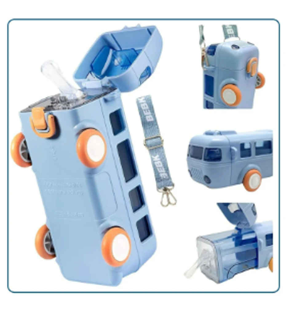 YELLOCUT Bus Water Bottle for Kids | Blue