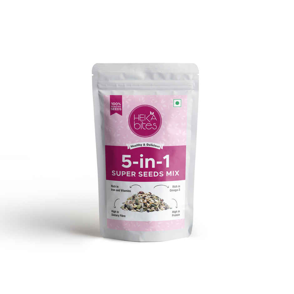 Heka Bites Roasted 5-in-1 Super Seeds Mix with Cranberries Low Cal High Protein Diet Snacks