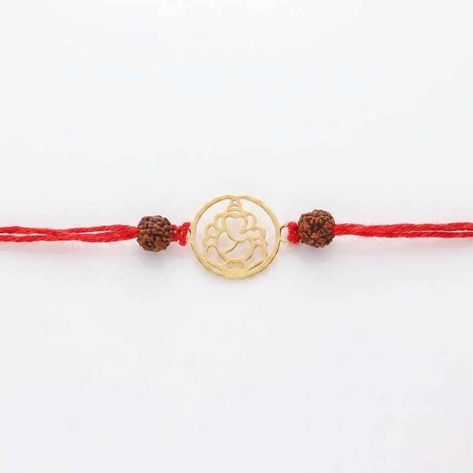 PNG Jewellers Gold Plated Ganesh Charm Rakhi | For Men