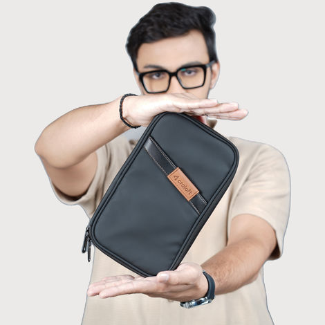 Lino Perros Pacman Pink Backpack (1pc) & Trajectory Travel Neck Pillow Memory Foam 3 In 1 Combo With Eye Mask And Carry Bag | Grey And Black (1pc) & Craloft Polyester Passport Holder Bag | Passport Wallet Pouch Cover | Unisex | Black (1pc) Combo