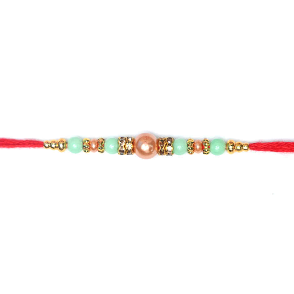 Aurum Beaded Pearl and Mint Moti Rakhi - Fresh and Elegant