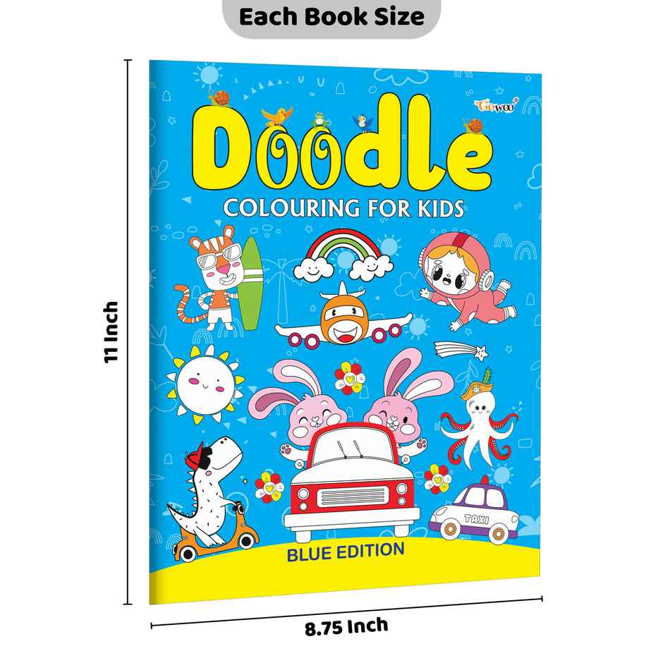 Doodle Colouring for Kids - Blue Edition - Fun Colouring Book for Children, Creative Colouring Book