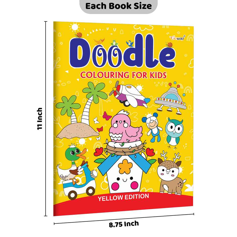 Doodle Colouring for Kids - Yellow Edition - Kids Colouring Book | Creative Colouring Book for Kids