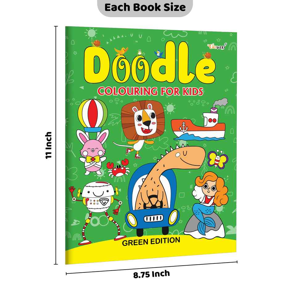 Doodle Colouring for Kids - Green Edition - Kids Coloring Book Fun | Coloring for Little Learners