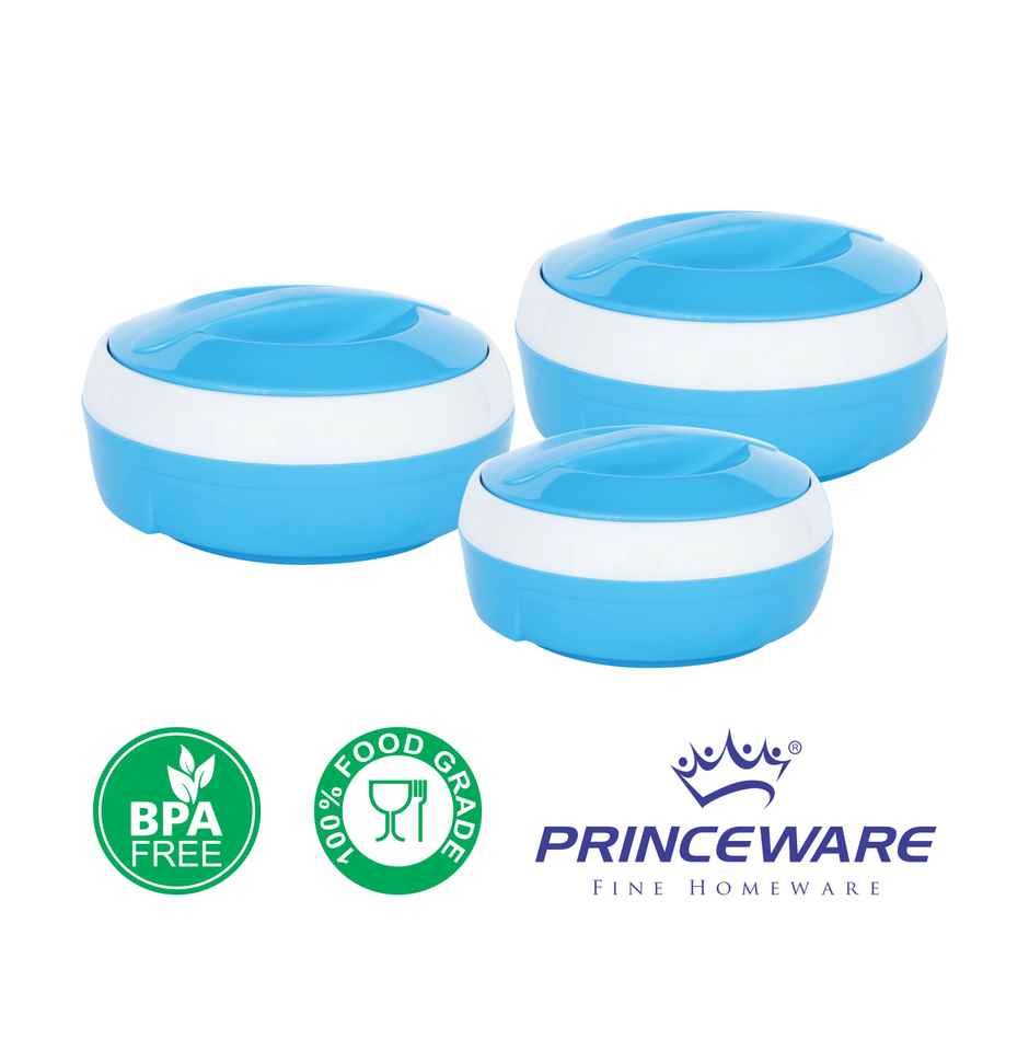 Princeware Solar Theroware Casserole Set of 3 Pcs 530 ml |780 ml |1290 ml | Blue
