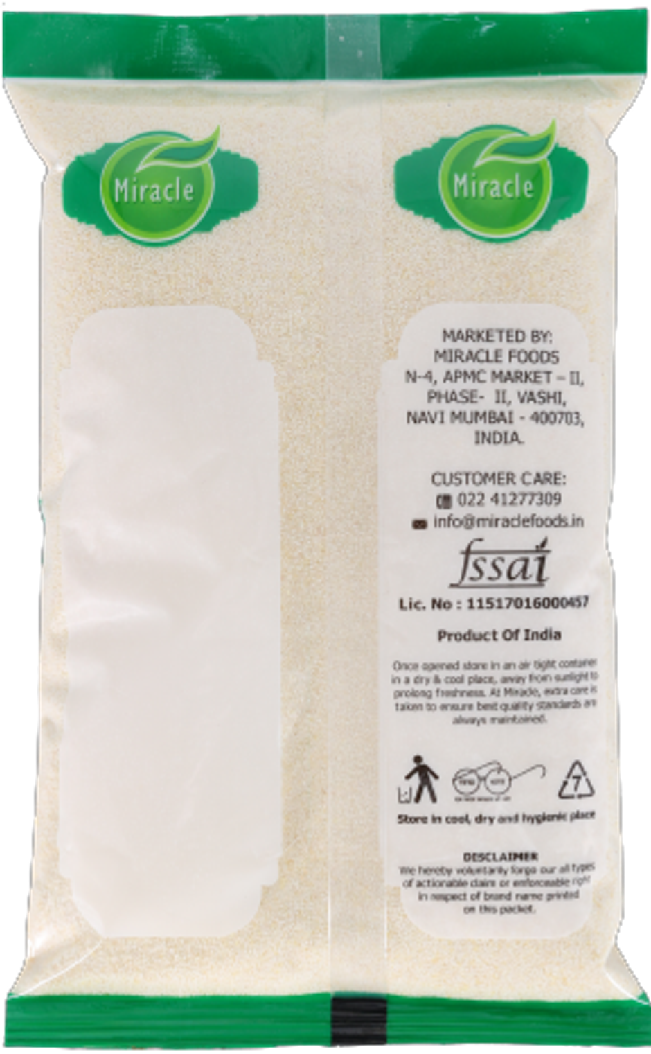 Miracle Premium Sooji Ordinary/Bombay Rava | Pouch