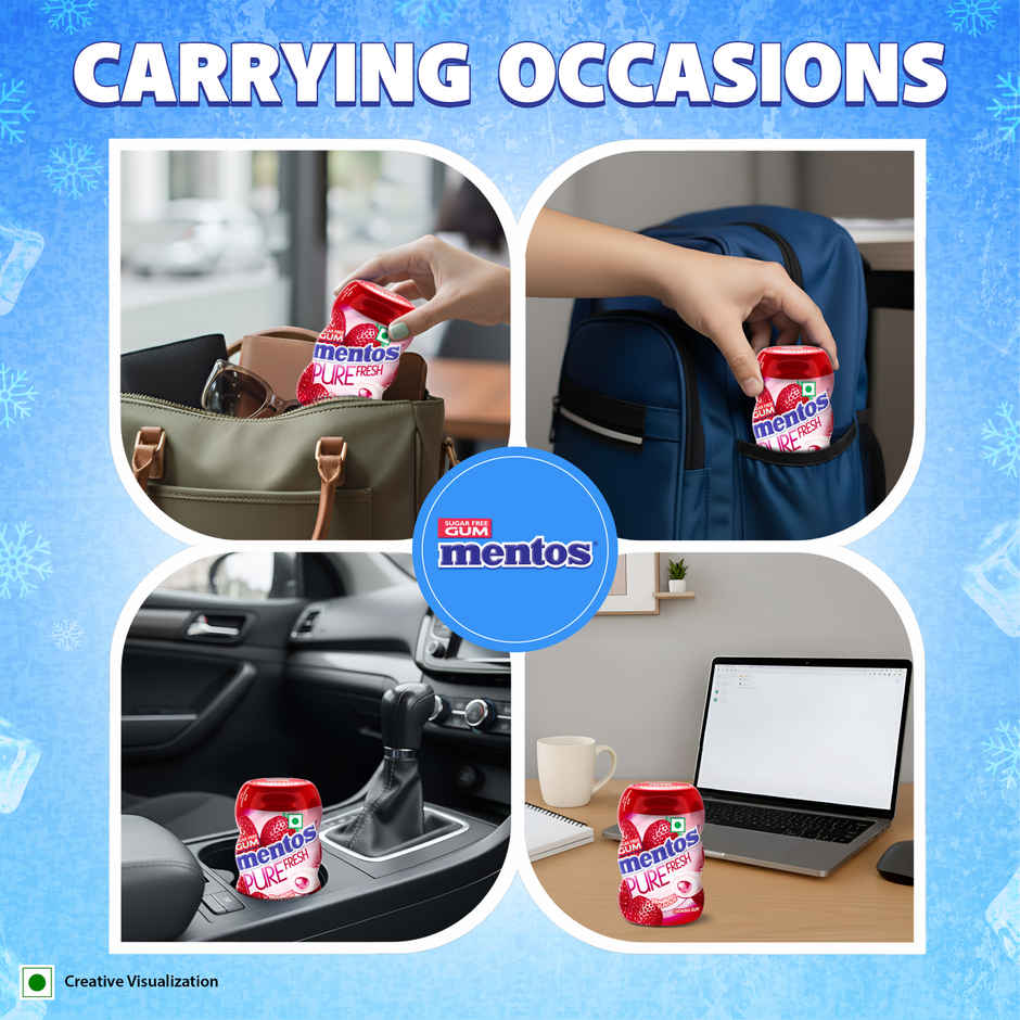 Mentos Pure Fresh Sugarfree Strawberry Chewing Gum Bottle