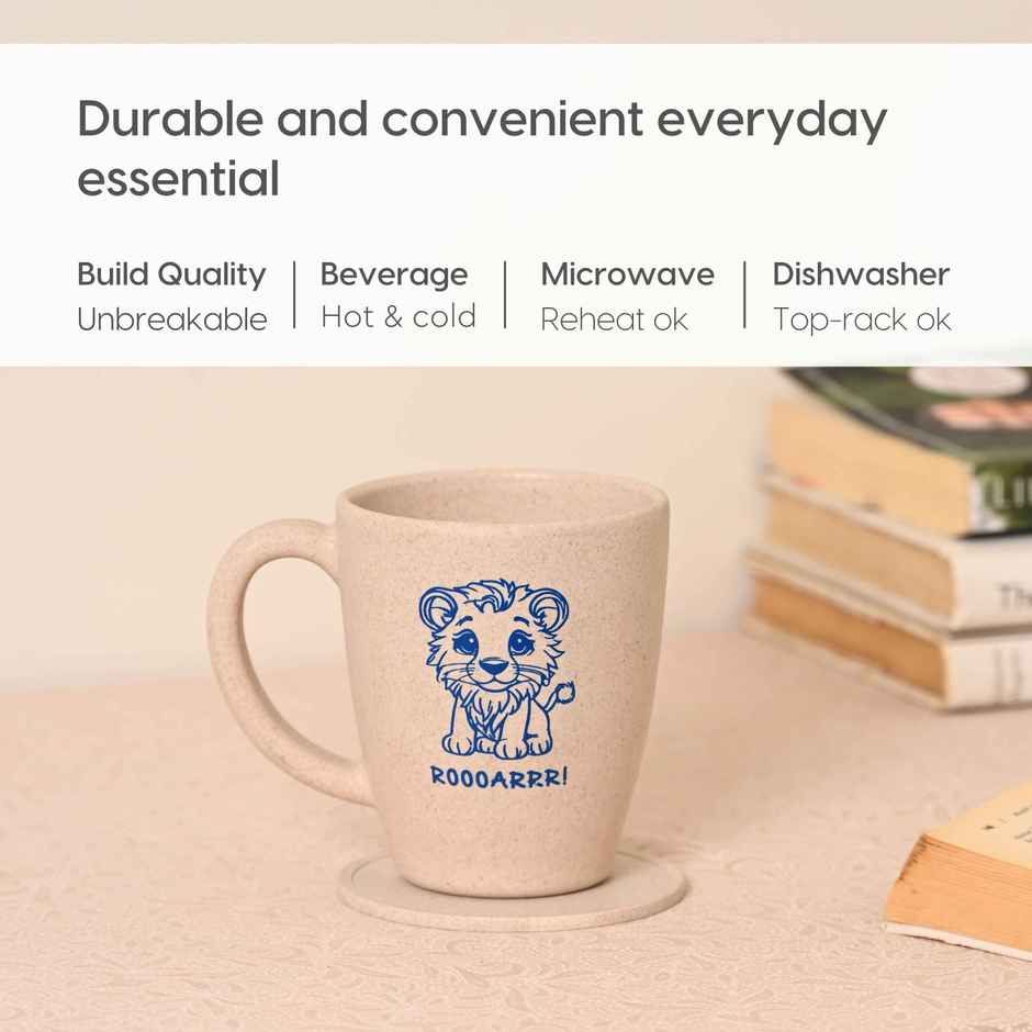 Eha Earth Friendly for Best Kids with Printed Mug Made with Rice Husk Biocomposite | Azure - 300 ml