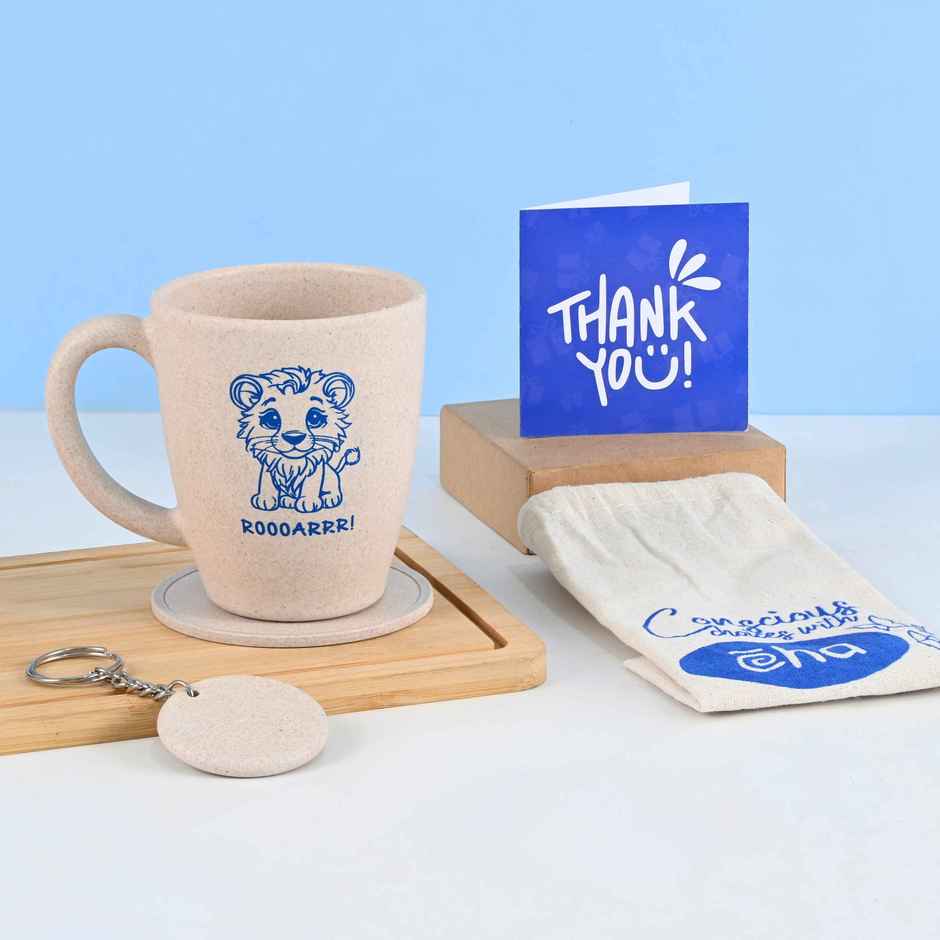 Eha Earth Friendly for Best Kids with Printed Mug Made with Rice Husk Biocomposite | Azure - 300 ml