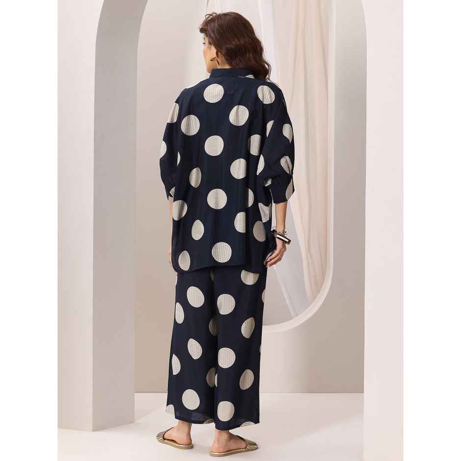 Libas Women's Printed Silk Blend Co-Ord Sets | 400235O | Blue - S