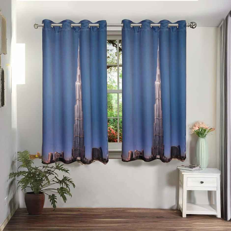 Lushomes Blackout Curtain - Khalifa Printed | 8 Metal Eyelets | 5 ft | 54 x 6 inch