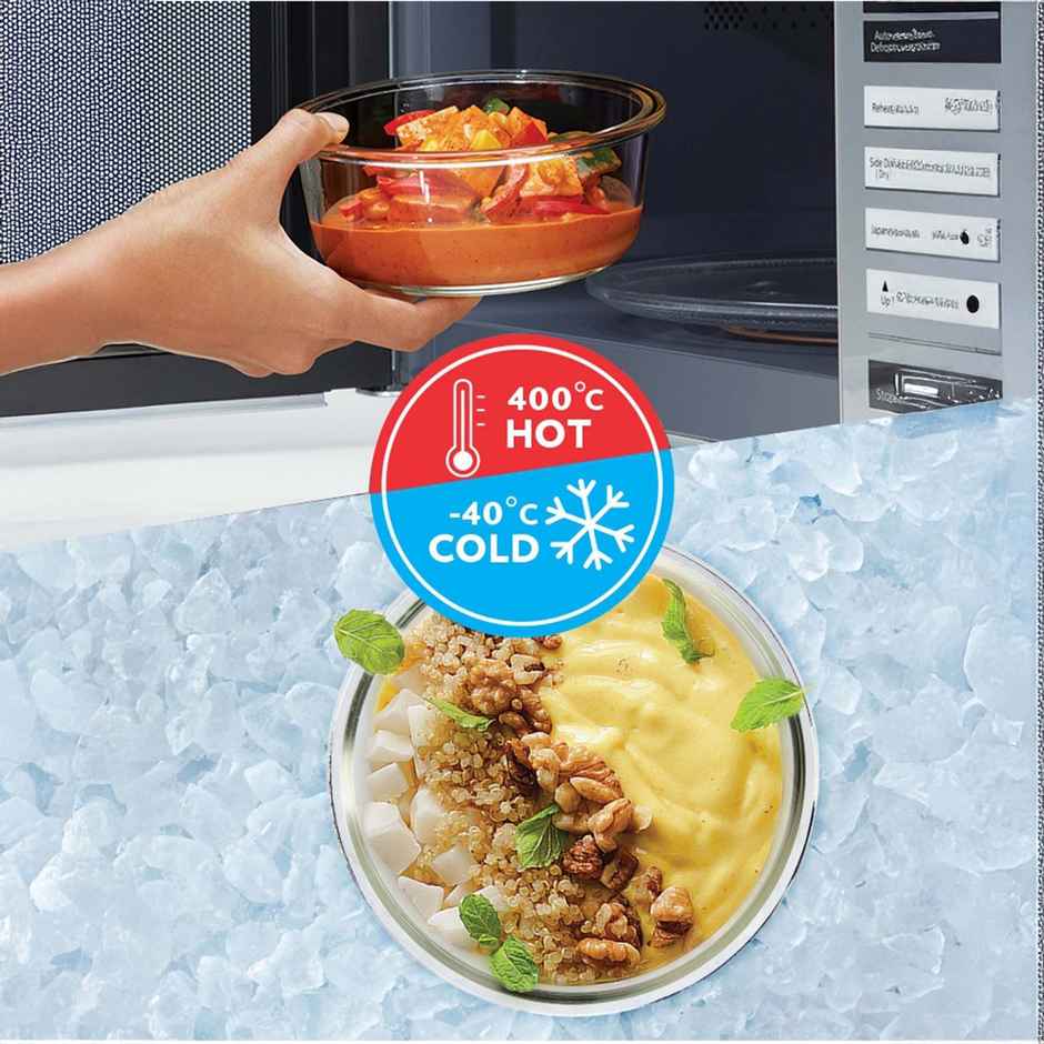 Borosil Alfa Lunchbox | 2 Pcs Glass Set | 400 ml x 2 Round