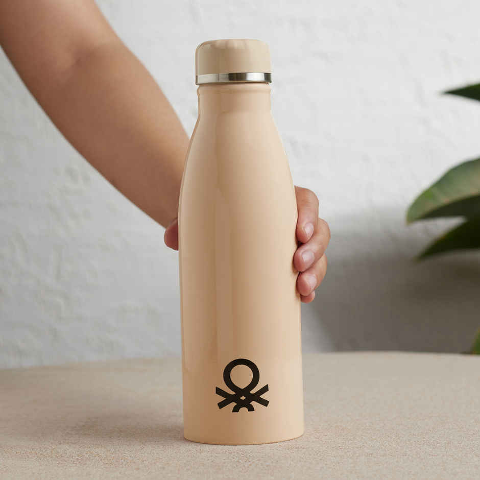 United Colors of Benetton Stainless Steel Water Bottle Single Wall Leakproof BPA Free Blush