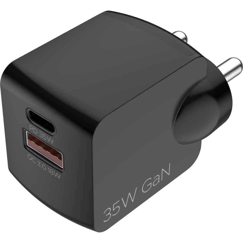 boAt 35W GaN Wall Charger w/GaN Chip Tech, Fast Charging w/PD,PPS & QC 3.0 (Sleek Black)