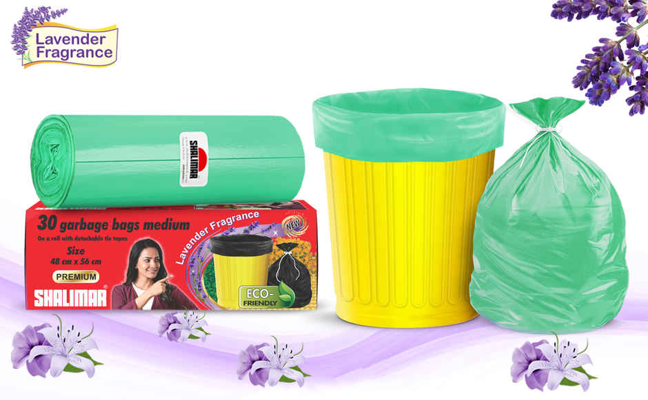 Shalimar Medium Garbage Bags 19 x 21 inch | 120 Bags (30 Bags x 4 Rolls) | Green