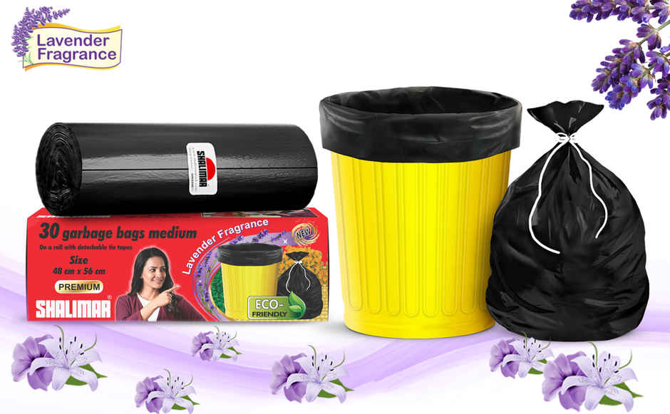 Shalimar Medium Garbage Bags 19 x 21 inch | 120 Bags (30 Bags x 4 Rolls) | Black