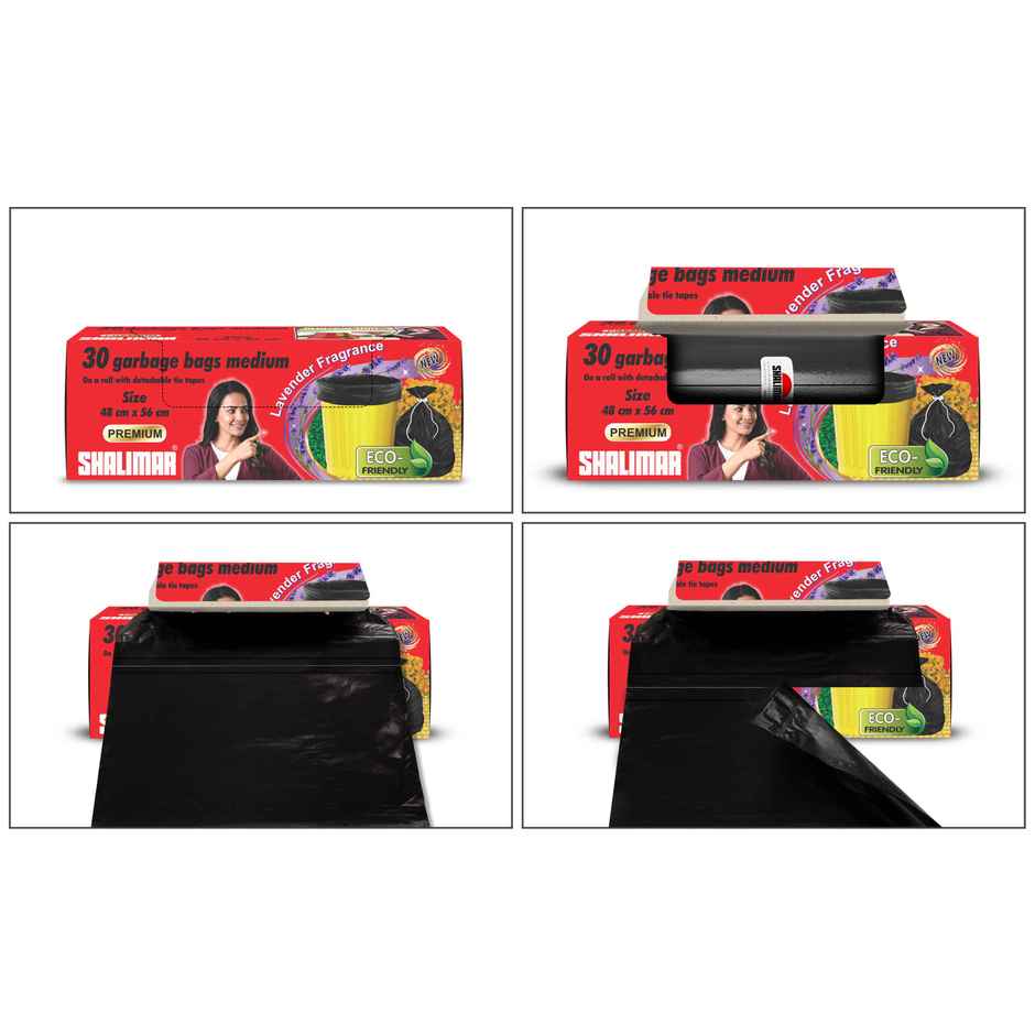 Shalimar Large Garbage Bags 24 x 32 inch | 60 Bags (15 Bags x 4 Rolls) | Black