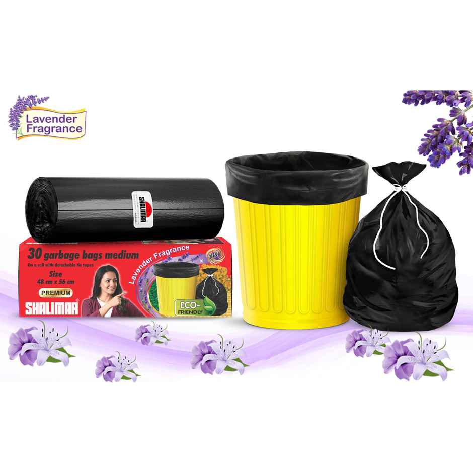 Shalimar Large Garbage Bags 24 x 32 inch | 60 Bags (15 Bags x 4 Rolls) | Black