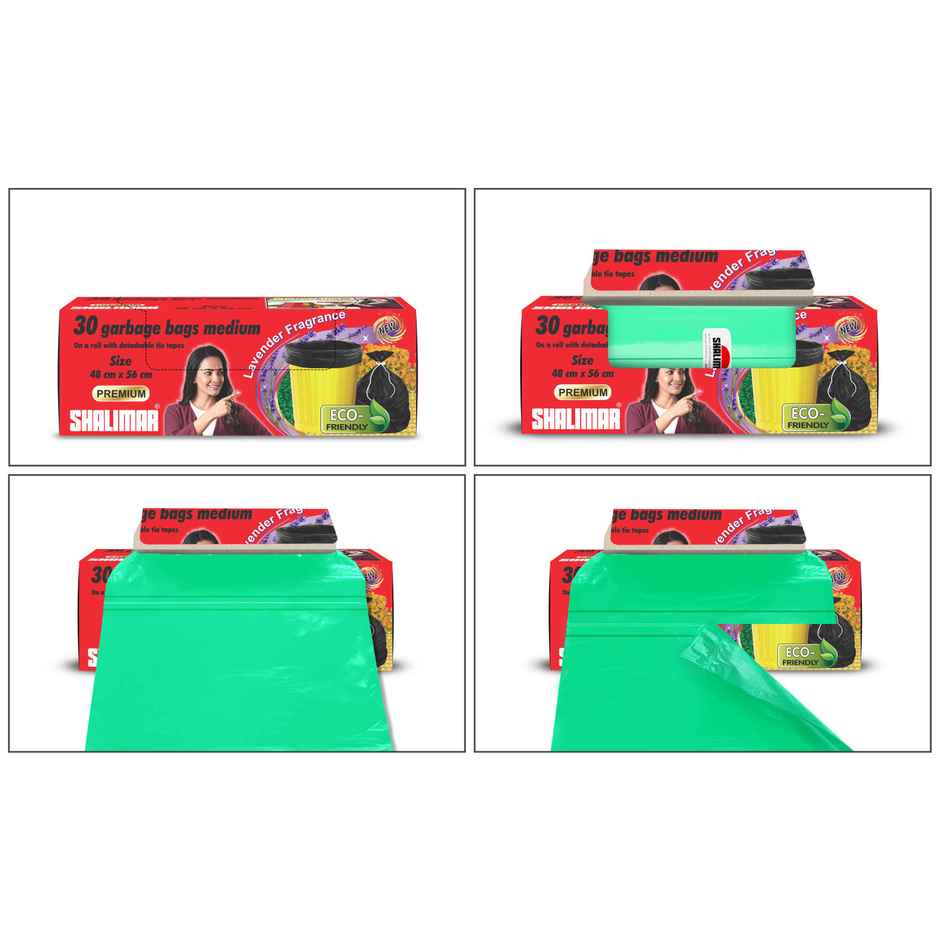 Shalimar Small Garbage Bags 17 x 19 Inches | 4 Pack ( 120 pcs ) - Green