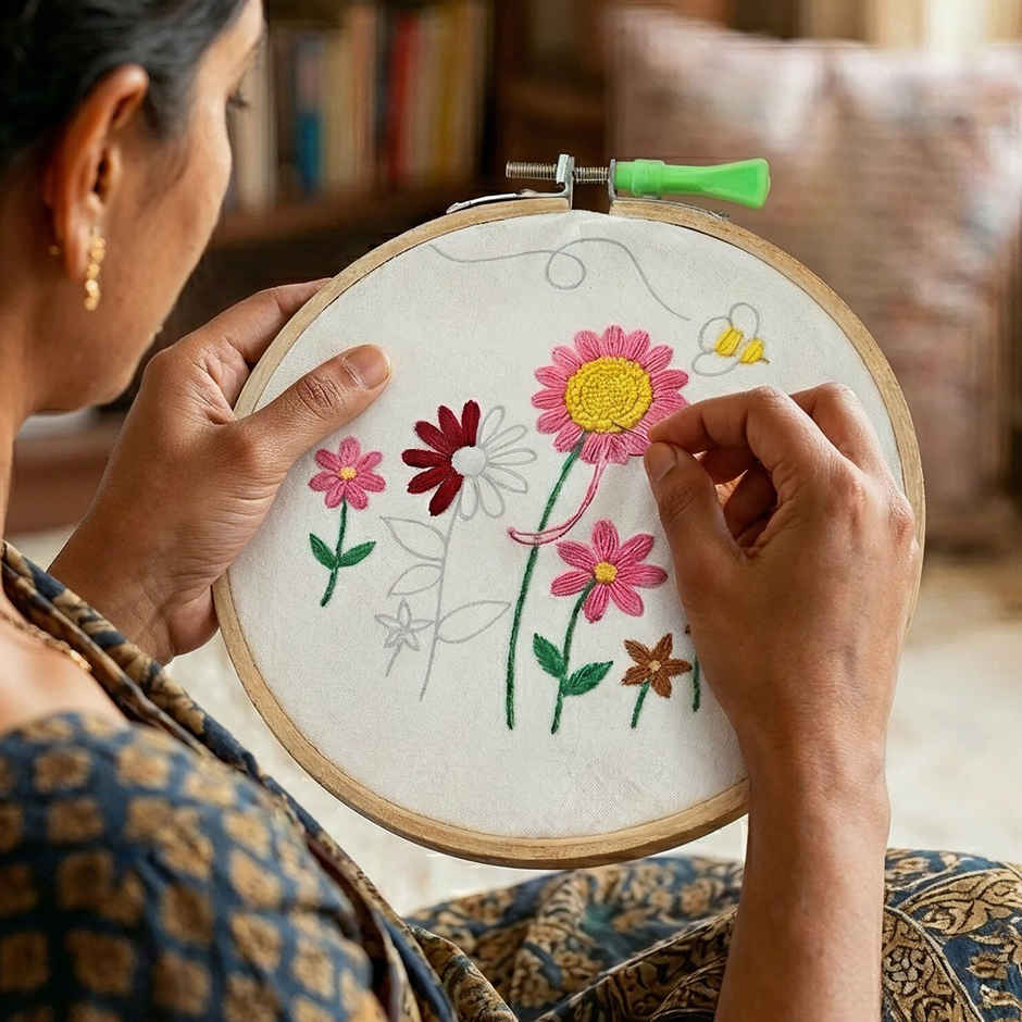 DIY Complete Embroidery Set with Fabric, Thread and Pattern for Hand Stitching | Oye Happy
