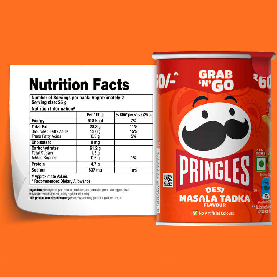 Pringles Potato Chips Desi Masala Tadka Flavour|Crispy Snack