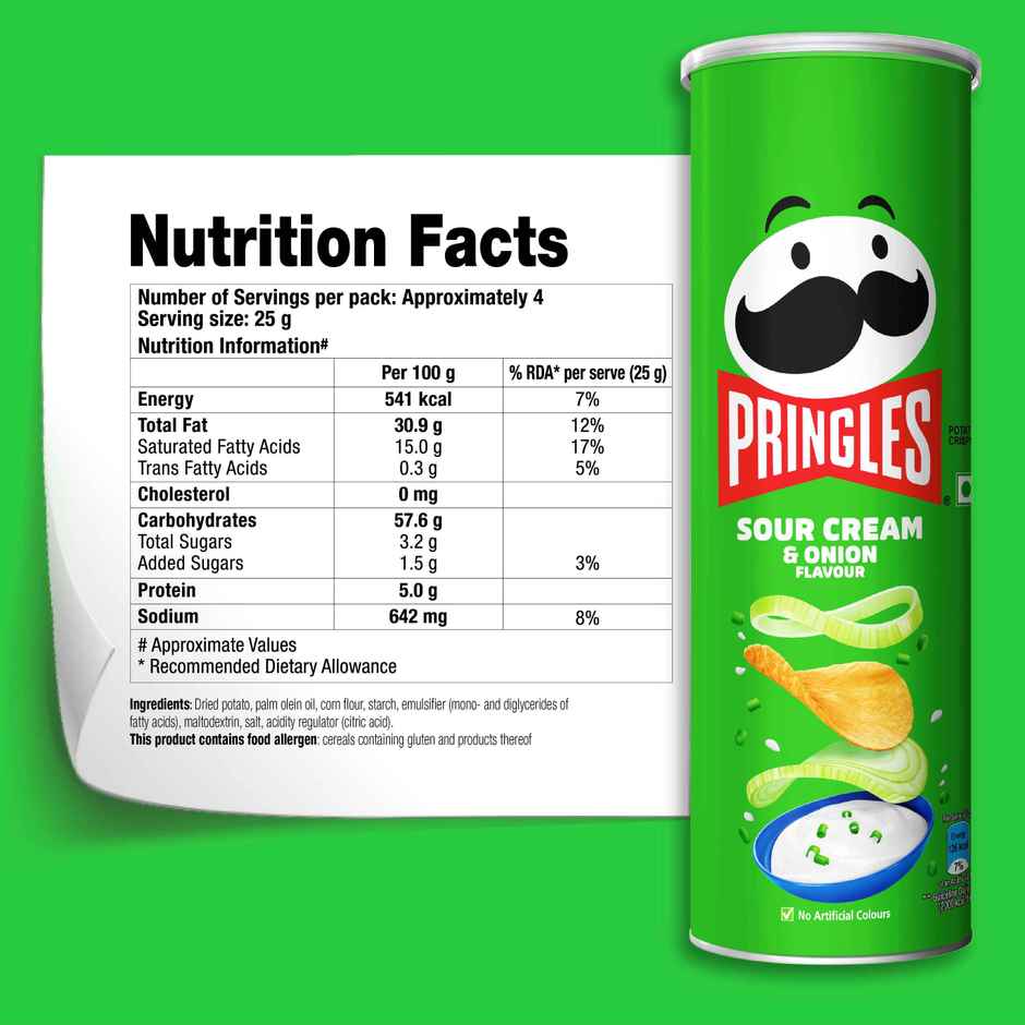 Pringles Potato Chips Sour Cream & Onion Flavour