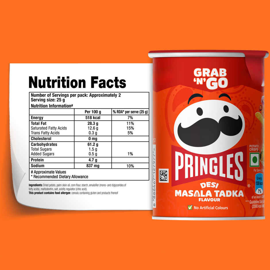 Kellogg's Pringles Potato Chips Desi Masala Tadka Flavour