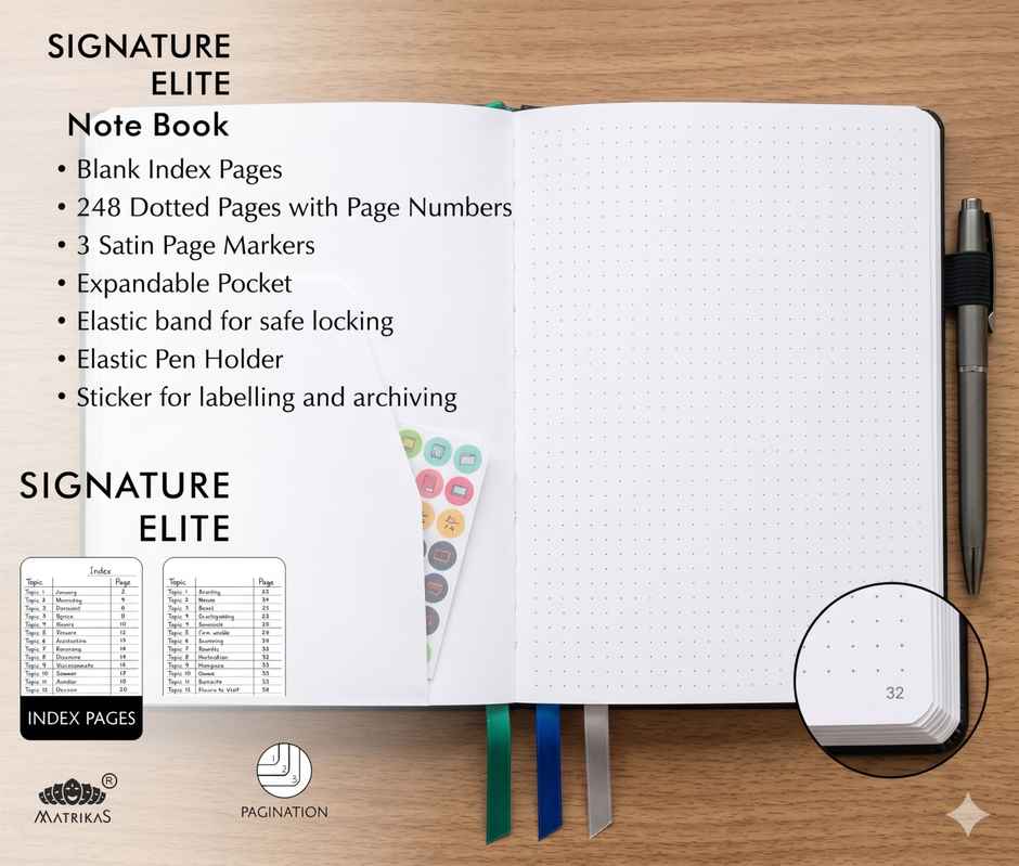Matrikas Signature Elite Dot Grid Journal |Dotted| Hardbound |A5 Size | Purple