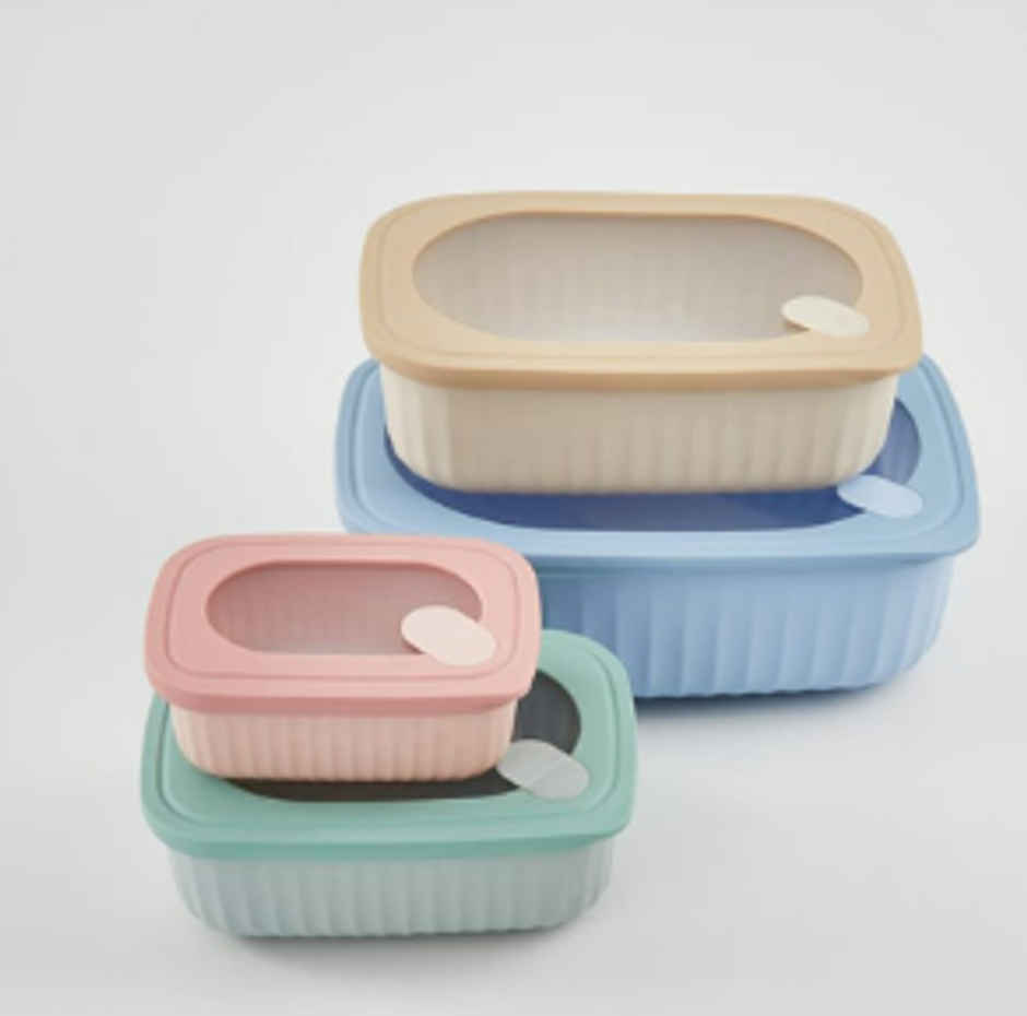 YELLOCUT Storage Plastic, Silicone Container Set | Multicolour - 450 ml | 850 ml | 1500 ml | 2300 ml