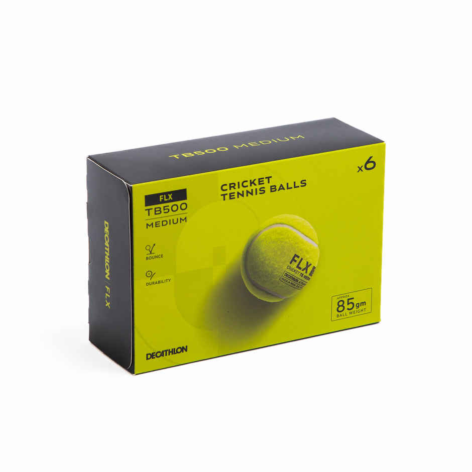 Decathlon | FLX Medium Tennis Cricket Ball 80g Yellow (Pack Of 6)