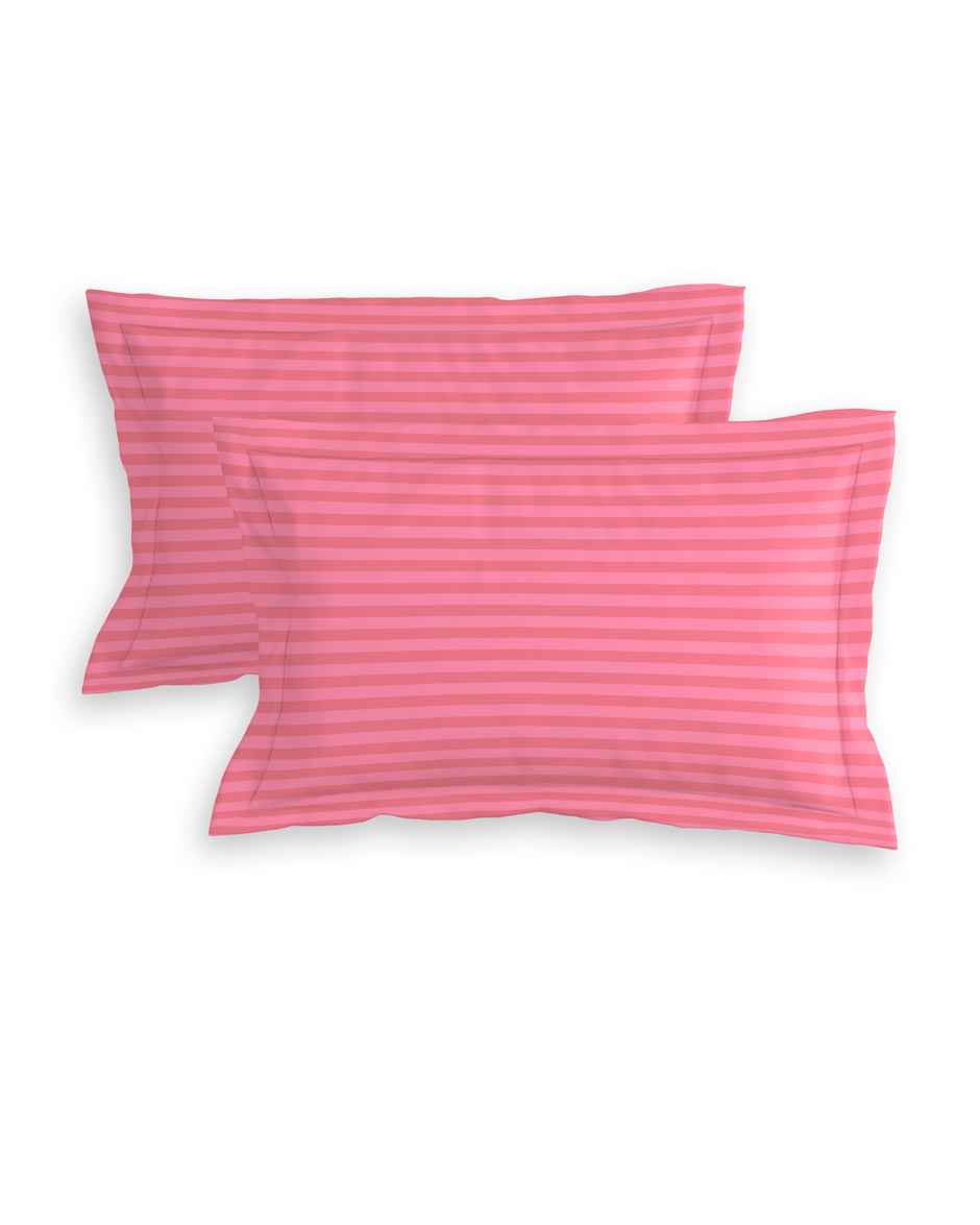 Homeharmony Double Plain Red Lining Bedsheet | With 2 Pillow Covers | Pink | 87 x 98 in