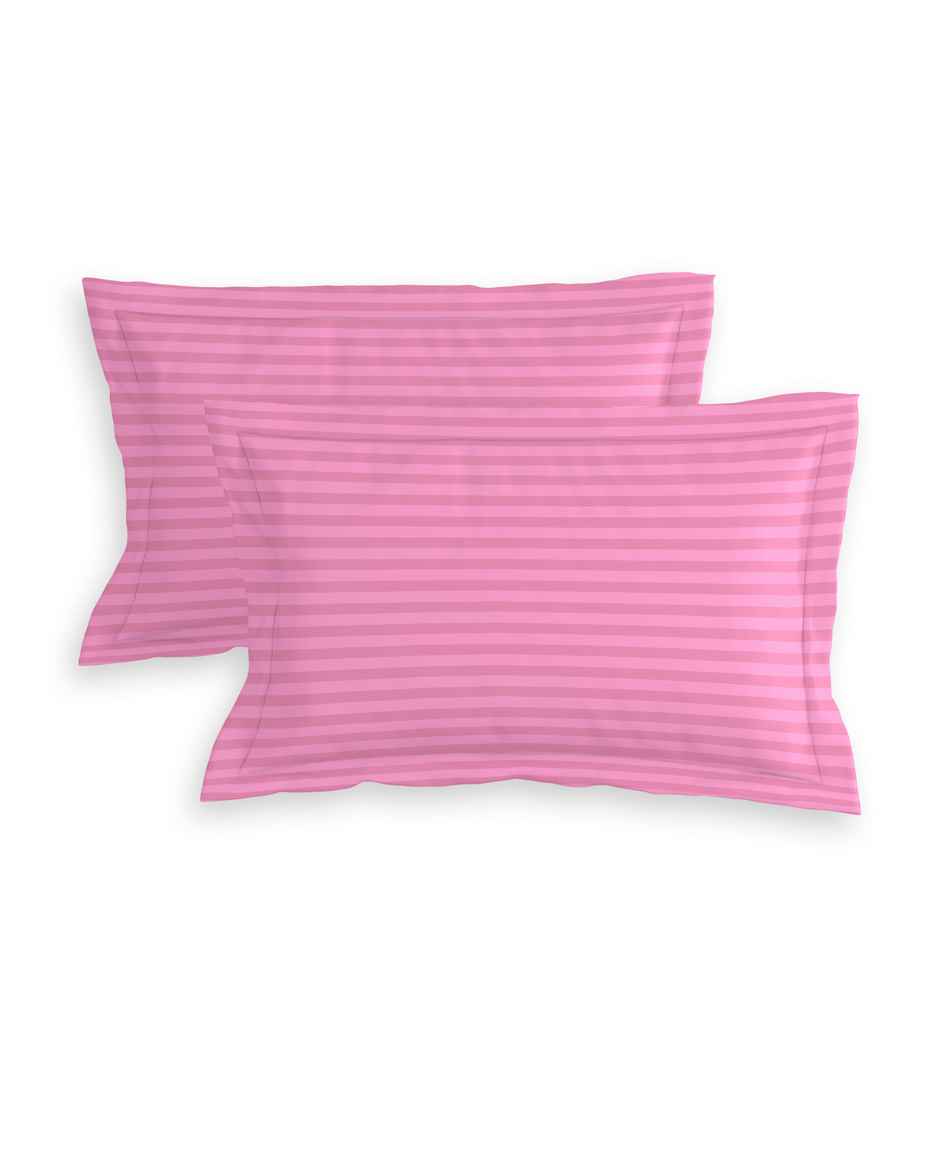 Homeharmony Plain Pink Lining Double Bed Bedsheet with 2 Pillow Covers (220x250 cm)